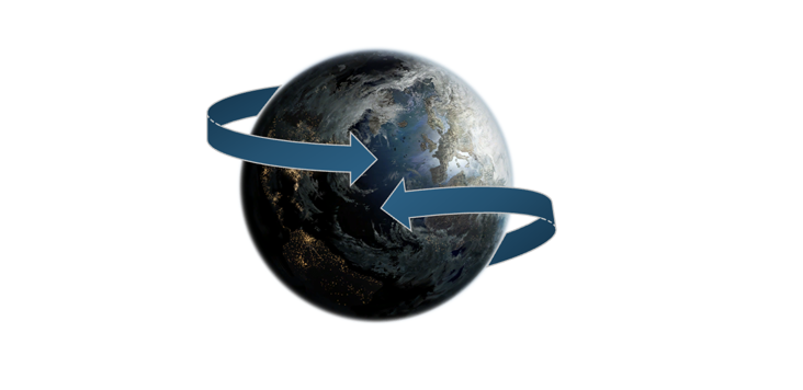 Earth with circular arrows